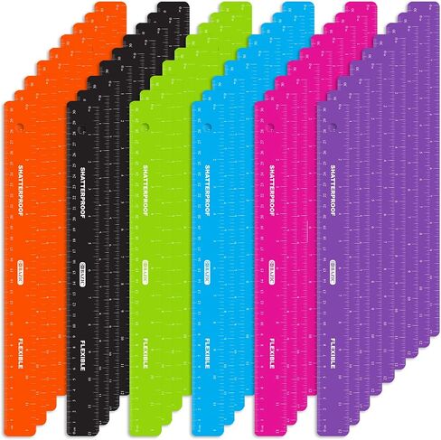 BAZIC Shatterproof Flexible Curve Ruler 12" (30cm), Inches Centimeter Metric Measuring Drafting Rulers, for Students School Supplies, 6-Pack in Saudi Arabia