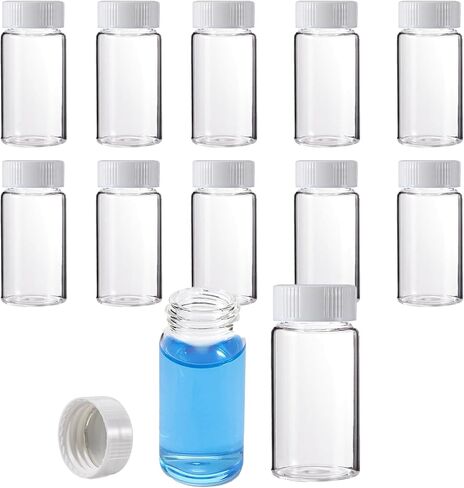 20ml Scintillation Vial, Borosilicate Glass Liquid Scintillation Counting Vials, 22-400 White Screw Cap, Polypropylene Caps and Silver Aluminum Foil Liner(Pack of 10) in Saudi Arabia