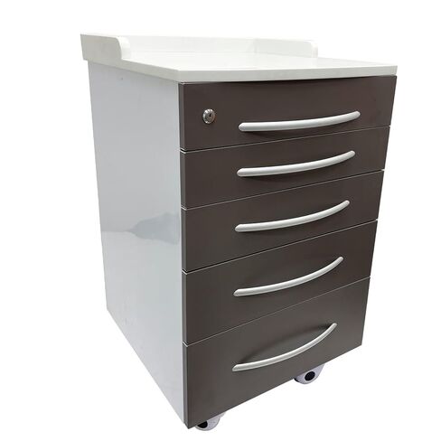5 Drawer Medical Dental Assistant's Mobile Cabinet - Stainless Steel Rolling Storage Cart, 4 Silent Casters, Marble Countertop, One Lock Control, for Clinic Hospital in Saudi Arabia