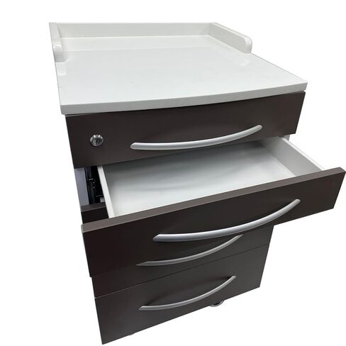 5 Drawer Medical Dental Assistant's Mobile Cabinet - Stainless Steel Rolling Storage Cart, 4 Silent Casters, Marble Countertop, One Lock Control, for Clinic Hospital in Saudi Arabia
