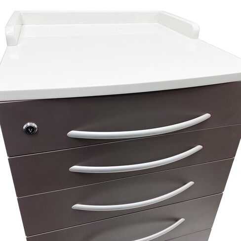 5 Drawer Medical Dental Assistant's Mobile Cabinet - Stainless Steel Rolling Storage Cart, 4 Silent Casters, Marble Countertop, One Lock Control, for Clinic Hospital in Saudi Arabia