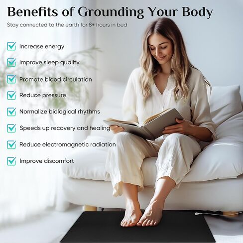 Grounding Mat for Sleep, Energy, Pain Relief, Inflammation, Balance, Wellness, Earth Connection Therapy for Indoor Grounding at Home, Office, or Work 16inch,24inch in Saudi Arabia