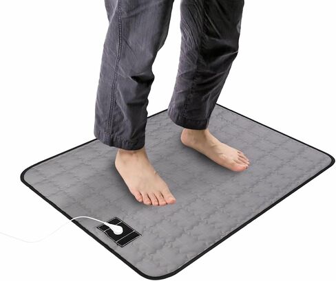 سجادة أرضية للأقدام، سجادة سرير أرضية من القطن الناعم والألياف الفضية تعمل على تحسين صحة النوم، سجادة أرضية لأريكة كرسي السرير (24 × 16 بوصة، رمادي) in Kuwait