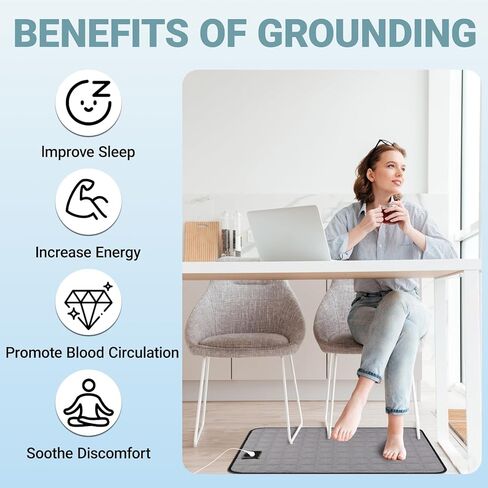 سجادة أرضية للأقدام، سجادة سرير أرضية من القطن الناعم والألياف الفضية تعمل على تحسين صحة النوم، سجادة أرضية لأريكة كرسي السرير (24 × 16 بوصة، رمادي) in Kuwait