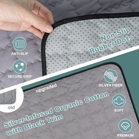 سجادة أرضية للأقدام، سجادة سرير أرضية من القطن الناعم والألياف الفضية تعمل على تحسين صحة النوم، سجادة أرضية لأريكة كرسي السرير (24 × 16 بوصة، رمادي) in Kuwait