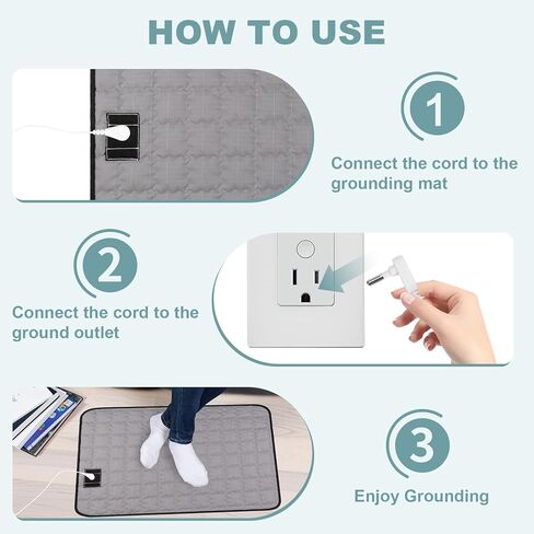 سجادة أرضية للأقدام، سجادة سرير أرضية من القطن الناعم والألياف الفضية تعمل على تحسين صحة النوم، سجادة أرضية لأريكة كرسي السرير (24 × 16 بوصة، رمادي) in Kuwait