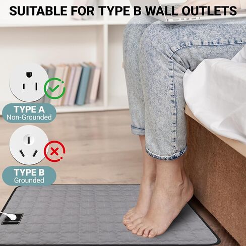 سجادة أرضية للأقدام، سجادة سرير أرضية من القطن الناعم والألياف الفضية تعمل على تحسين صحة النوم، سجادة أرضية لأريكة كرسي السرير (24 × 16 بوصة، رمادي) in Kuwait