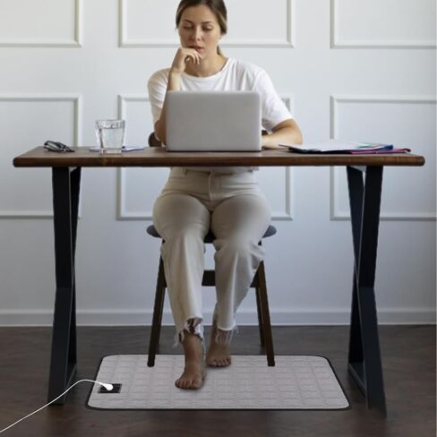 سجادة أرضية للأقدام، سجادة سرير أرضية من القطن الناعم والألياف الفضية تعمل على تحسين صحة النوم، سجادة أرضية لأريكة كرسي السرير (24 × 16 بوصة، رمادي) in Kuwait