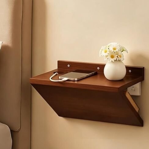 1 Pack 13 x 7 x 5.5 Inch Floating Nightstand Wooden Bedside V Shape Wall Shelf Wall Mounted Hanging Floating Side Tables Bedroom for Bedroom, Living Room, Bathroom, Kitchen, Office in Kuwait