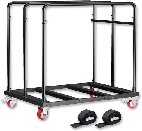 عربة طاولة قابلة للطي عالية التحمل، عربة حائط جافة 1800 رطل مع عجلات دوارة صامتة من البولي يوريثان مقاس 5 بوصات، عربة طاولة بسعة 10 طاولات للجراج والمنزل والمستودعات والحفلات والفنادق (46 بوصة × 39 بوصة × 29 بوصة) in Kuwait