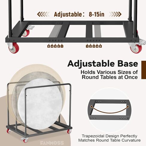 عربة طاولة قابلة للطي عالية التحمل، عربة حائط جافة 1800 رطل مع عجلات دوارة صامتة من البولي يوريثان مقاس 5 بوصات، عربة طاولة بسعة 10 طاولات للجراج والمنزل والمستودعات والحفلات والفنادق (46 بوصة × 39 بوصة × 29 بوصة) in Kuwait