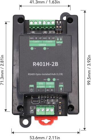1 في 2 خارج 485 محور معزول Optocoupler، موزع منفذ تسلسلي RS485 صناعي مع طرف 3.5 مم، يدعم 32 عقدة، حامل السكك الحديدية in Kuwait