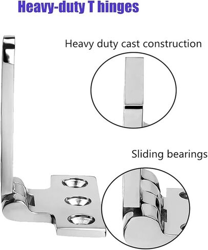 Marine Grade T Hinges 4 Inch X 2 Inches No Noise Heavy Duty 316 Stainless Steel with Screws (4 PCS) 1Pcs in Kuwait