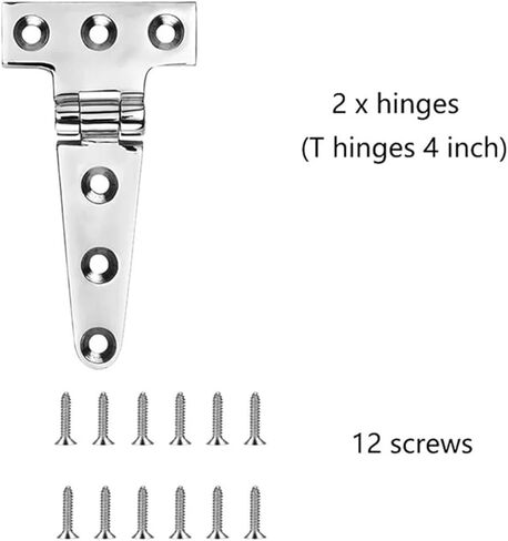 Marine Grade T Hinges 4 Inch X 2 Inches No Noise Heavy Duty 316 Stainless Steel with Screws (4 PCS) 1Pcs in Kuwait