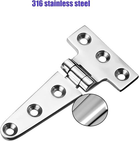 Marine Grade T Hinges 4 Inch X 2 Inches No Noise Heavy Duty 316 Stainless Steel with Screws (4 PCS) 1Pcs in Kuwait