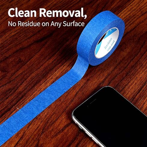 Nyuemystory 54 Rolls Bulk Blue Painters Tape 1 Inch, Blue Masking Painter’s 0.95 in x 55 Yards Each, Crepe Paper Medium Adhesion for Wall Painting, DIY Crafts, Home Projects, Short Term Use in Kuwait