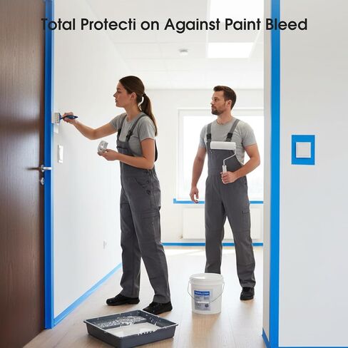 Nyuemystory 54 Rolls Bulk Blue Painters Tape 1 Inch, Blue Masking Painter’s 0.95 in x 55 Yards Each, Crepe Paper Medium Adhesion for Wall Painting, DIY Crafts, Home Projects, Short Term Use in Kuwait