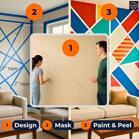 ثنائي حجم شريط الرسامين الأزرق - 2 بوصة عرض + 1 بوصة عرض، حزمة 6 لفات، 55 ياردة لكل قطعة، شريط قناع إزالة نظيف متعدد الأسطح، كريب مقاوم للأشعة فوق البنفسجية، لطلاء الجدران، والديكور والأثاث in Kuwait