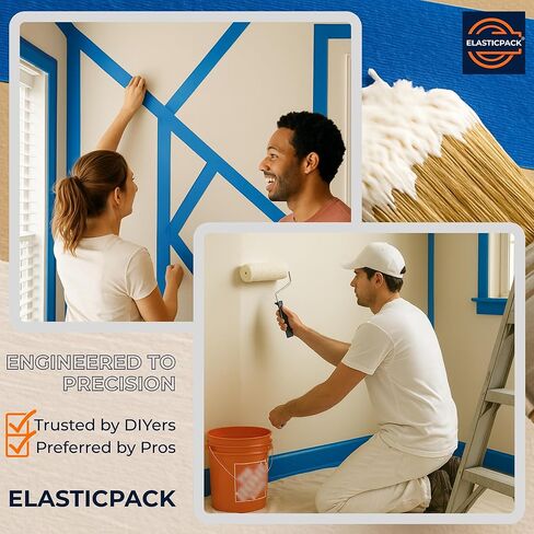 ثنائي حجم شريط الرسامين الأزرق - 2 بوصة عرض + 1 بوصة عرض، حزمة 6 لفات، 55 ياردة لكل قطعة، شريط قناع إزالة نظيف متعدد الأسطح، كريب مقاوم للأشعة فوق البنفسجية، لطلاء الجدران، والديكور والأثاث in Kuwait