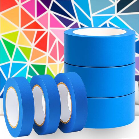 ثنائي حجم شريط الرسامين الأزرق - 2 بوصة عرض + 1 بوصة عرض، حزمة 6 لفات، 55 ياردة لكل قطعة، شريط قناع إزالة نظيف متعدد الأسطح، كريب مقاوم للأشعة فوق البنفسجية، لطلاء الجدران، والديكور والأثاث in Kuwait