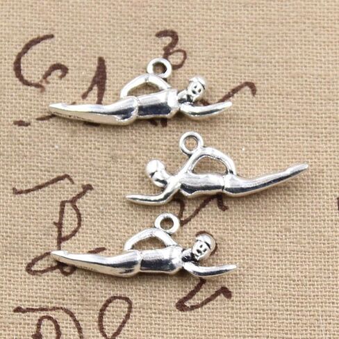 20 Pcs Swimmer Charms, Antique Silver Finish Athlete Pendants For Sports Jewelry in Saudi Arabia
