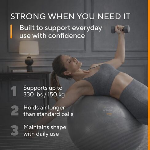 كرة تمرين مانترا سبورتس - كرة اليوجا للبيلاتس واللياقة البدنية - الولادة للحمل، والثبات، والتوازن، والعلاج لإعادة التأهيل البدني، والتمرين في صالة الألعاب الرياضية المنزلية وكرسي المكتب، وتتضمن مضخة سريعة in Kuwait