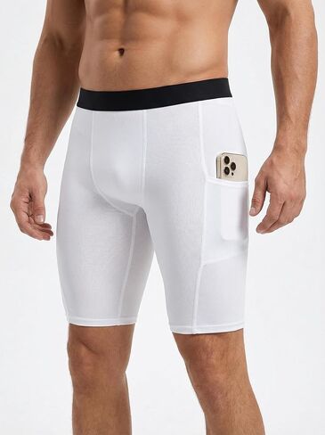 Men's Compression Shorts with Pockets, Cool Dry Elastic Base Layer for Running, Workout & Active Sports in Saudi Arabia