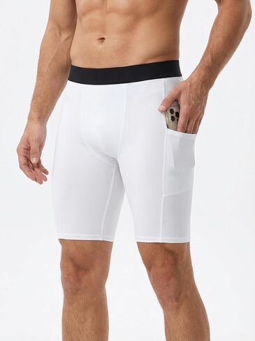 Men's Compression Shorts with Pockets, Cool Dry Elastic Base Layer for Running, Workout & Active Sports in Saudi Arabia