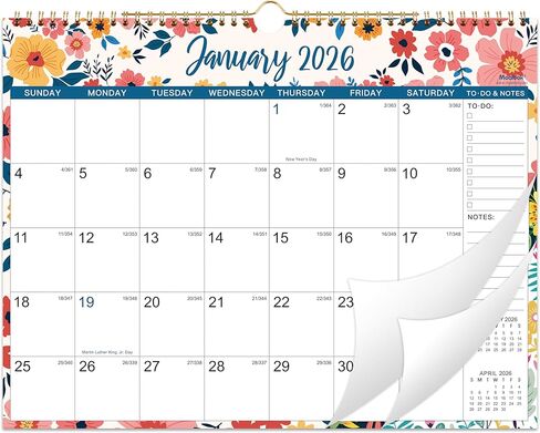 2026 Calendar - 2026 Wall Calendar 12 Months, from Jan.2026 - Dec.2026, Calendar 2026, Monthly Calendar with Julian Date, 11 x 8.5 in, Twin-Wire Binding, Great for Hanging on The Wall, Color Design in Kuwait