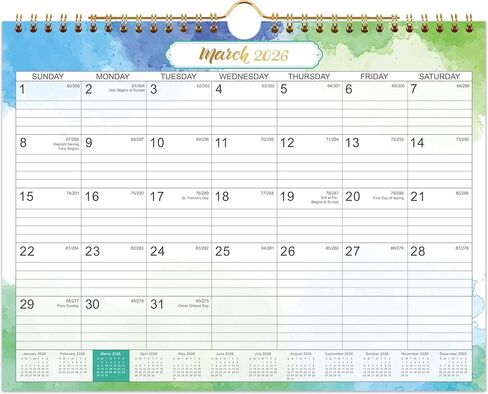 2026 Calendar - 2026 Wall Calendar 12 Months, from Jan.2026 - Dec.2026, Calendar 2026, Monthly Calendar with Julian Date, 11 x 8.5 in, Twin-Wire Binding, Great for Hanging on The Wall, Color Design in Kuwait