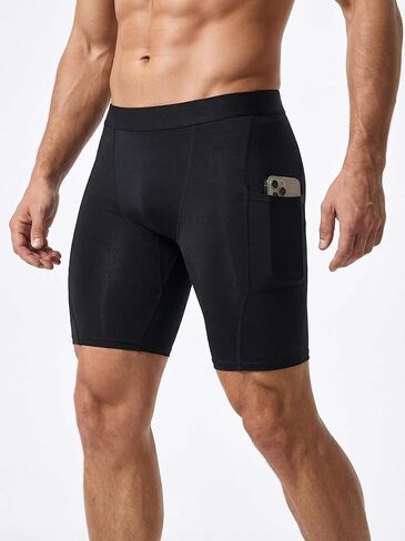 Men's Compression Shorts with Pockets, Cool Dry Elastic Base Layer for Running, Workout & Active Sports in Saudi Arabia
