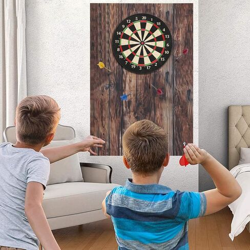 Dart Board Wall Protector Felt Wood Grain Foldable Dart Board Backing Tiles Dartboard Backboard Cork Backboard Alternative | Home & Basement & Garage Use Wall Protector with Adhesive Pads in Saudi Arabia