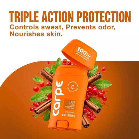 Carpe Women's 100hr Sweat & Odor Control Underarm Deodorant - Amber Glow - 1.76oz White in Kuwait
