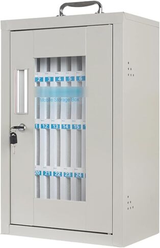 36 Slots Mobile Phone Storage Box Stainless Steel with Handle Clear Cell Phones Storage Cabinet Pocket Chart Cell Phone Safe in Saudi Arabia