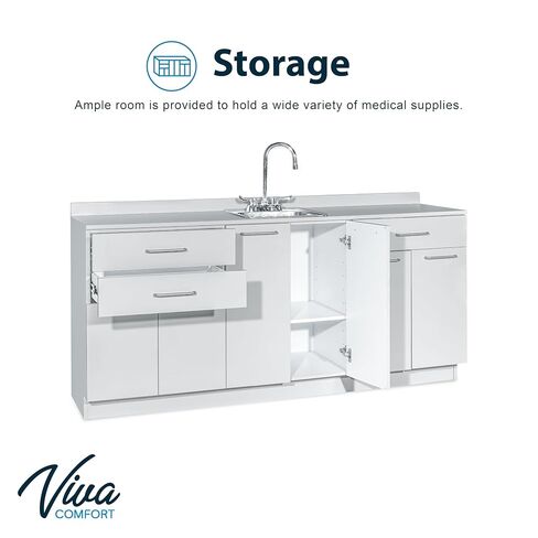 Exam Room Medical Grey Base Cabinet with Left Sink - 72-inch Width in Kuwait