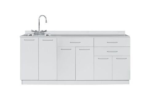 Exam Room Medical Grey Base Cabinet with Left Sink - 72-inch Width in Kuwait