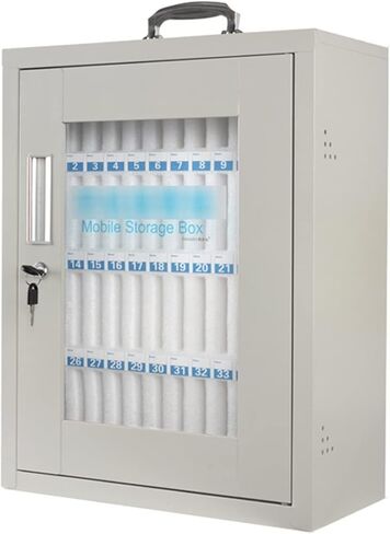 Cell Phone Safe Mobile Phone Storage Box Stainless Steel with Handle Clear Cell Phones Storage Cabinet Pocket Chart for Office Classroom (48(42 * 21 * 54Cm)) in Saudi Arabia