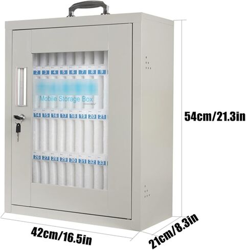 Cell Phone Safe Mobile Phone Storage Box Stainless Steel with Handle Clear Cell Phones Storage Cabinet Pocket Chart for Office Classroom (48(42 * 21 * 54Cm)) in Saudi Arabia