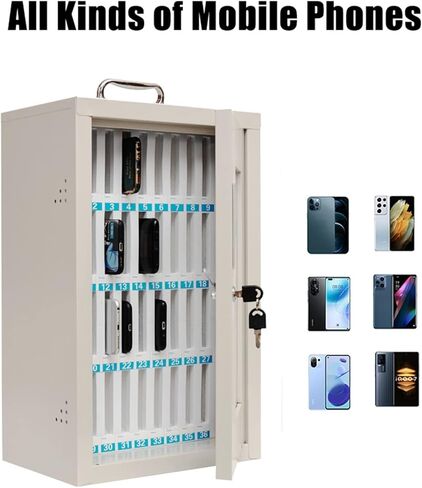 Cell Phone Safe Mobile Phone Storage Box Stainless Steel with Handle Clear Cell Phones Storage Cabinet Pocket Chart for Office Classroom (48(42 * 21 * 54Cm)) in Saudi Arabia