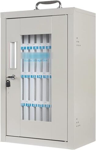 Cell Phone Safe Mobile Phone Storage Box Stainless Steel with Handle Clear Cell Phones Storage Cabinet Pocket Chart for Office Classroom (48(42 * 21 * 54Cm)) in Saudi Arabia