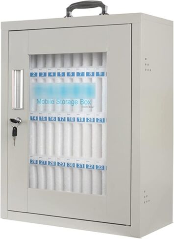 Cell Phone Safe Mobile Phone Storage Box Stainless Steel with Handle Clear Cell Phones Storage Cabinet Pocket Chart for Office Classroom (48(42 * 21 * 54Cm)) in Saudi Arabia
