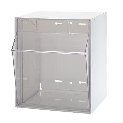 FSE 373-QTB301WT Tip Out Bin, (1) Compartment, 11-13/16"L x 11-3/4"W x 13-5/8"H, Handle with Label Slot, Opens to a 45° Angle in Saudi Arabia