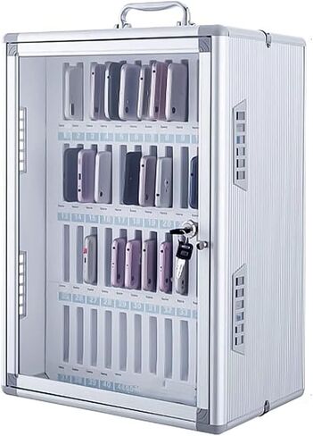 Aluminum Alloy 36 Slots Phone Storage Box, Wall Mounted Phone Cabinet with Handle & Eva Inner, Lockable Phone Organizer for Classroom, Factory, Office (Onecolor-60) in Saudi Arabia