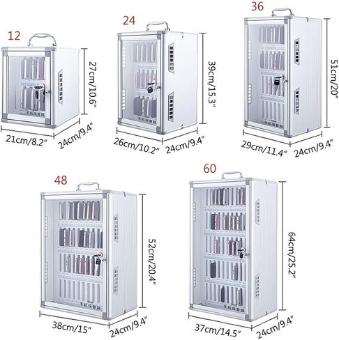 Aluminum Alloy 36 Slots Phone Storage Box, Wall Mounted Phone Cabinet with Handle & Eva Inner, Lockable Phone Organizer for Classroom, Factory, Office (Onecolor-60) in Saudi Arabia