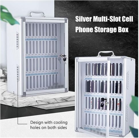 Aluminum Alloy 36 Slots Phone Storage Box, Wall Mounted Phone Cabinet with Handle & Eva Inner, Lockable Phone Organizer for Classroom, Factory, Office (Onecolor-60) in Saudi Arabia