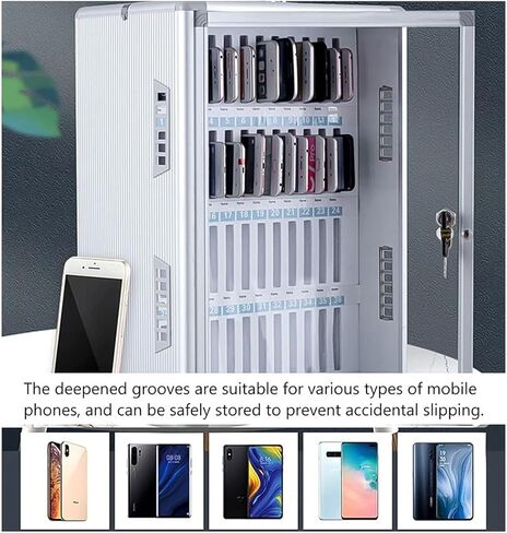 Aluminum Alloy 36 Slots Phone Storage Box, Wall Mounted Phone Cabinet with Handle & Eva Inner, Lockable Phone Organizer for Classroom, Factory, Office (Onecolor-60) in Saudi Arabia
