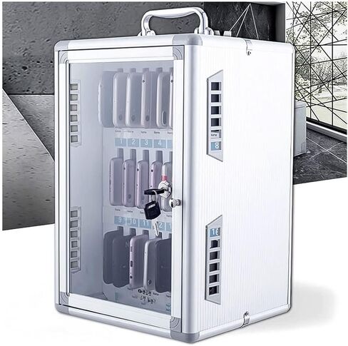 Aluminum Alloy 36 Slots Phone Storage Box, Wall Mounted Phone Cabinet with Handle & Eva Inner, Lockable Phone Organizer for Classroom, Factory, Office (Onecolor-60) in Saudi Arabia