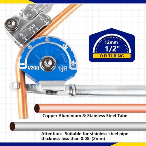 Wostore 1/2" Heavy Duty Tubing Bender Tube Bender Roller 180° HVAC Copper Tool for Copper Pipe, Aluminum Pipe, Iron Pipe, Stainless Steel Pipe in Kuwait