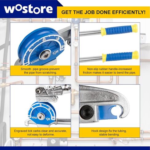 Wostore 1/2" Heavy Duty Tubing Bender Tube Bender Roller 180° HVAC Copper Tool for Copper Pipe, Aluminum Pipe, Iron Pipe, Stainless Steel Pipe in Kuwait