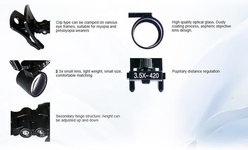 3.5X420mm Magnifier Binocular Plastic Clip Loupes 280mm-380mm w/Clip-on DY-110 in Saudi Arabia